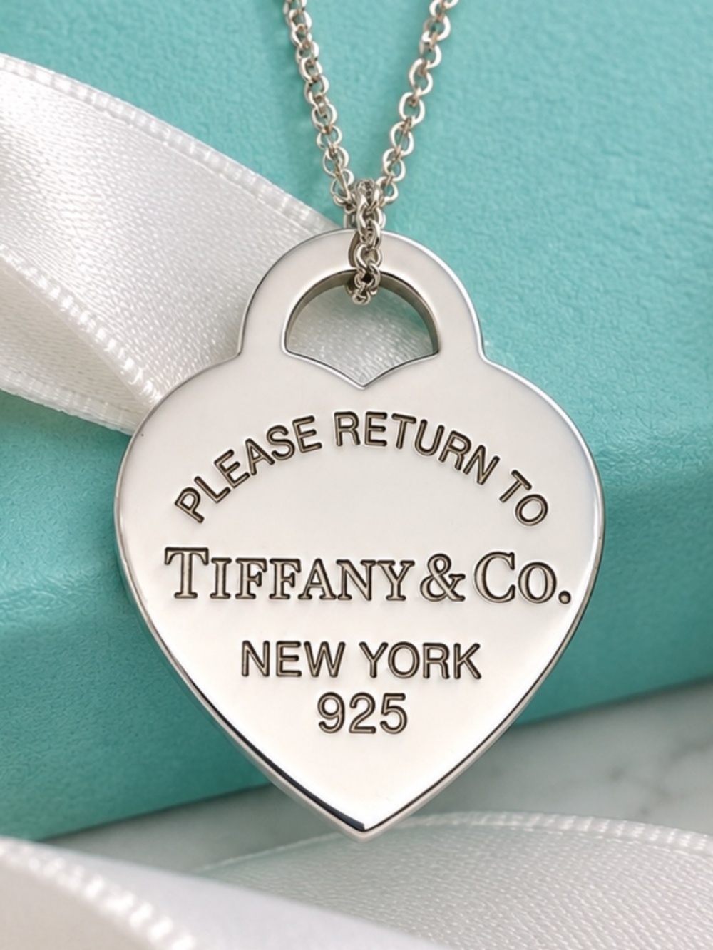 Tiffany & Co. Return to Tiffany Large Heart Tag Necklace 18” Sterling Silver